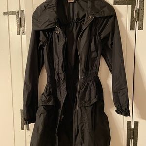 Halogen black cinch waste trench coat